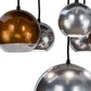 Meyda Lighting Bola 36" 6-Light Solar Black Metalica Cascading Pendant Light With Copper & Silver Shade