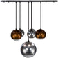 Meyda Lighting Bola 36" 6-Light Solar Black Metalica Cascading Pendant Light With Copper & Silver Shade
