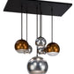 Meyda Lighting Bola 36" 6-Light Solar Black Metalica Cascading Pendant Light With Copper & Silver Shade