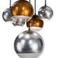 Meyda Lighting Bola 36" 6-Light Solar Black Metalica Cascading Pendant Light With Copper & Silver Shade