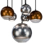 Meyda Lighting Bola 36" 6-Light Solar Black Metalica Cascading Pendant Light With Copper & Silver Shade