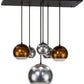 Meyda Lighting Bola 36" 6-Light Solar Black Metalica Cascading Pendant Light With Copper & Silver Shade