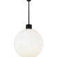 Meyda Lighting Bola 36" Black Pendant Light With White Shade Glass