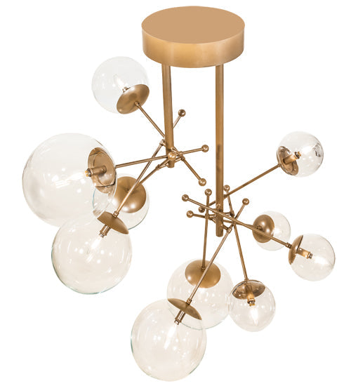 Meyda Lighting Bola 40" 10-Light Champagne Metallic Matrix Chandelier With Clear Globes Shade Glass