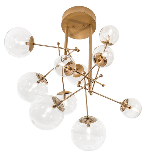 Meyda Lighting Bola 40" 10-Light Champagne Metallic Matrix Chandelier With Clear Globes Shade Glass