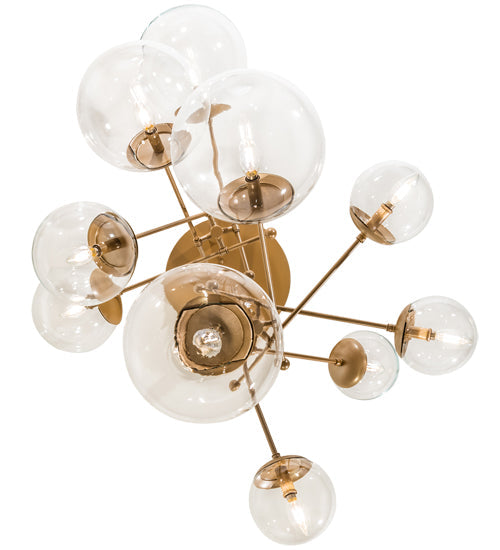Meyda Lighting Bola 40" 10-Light Champagne Metallic Matrix Chandelier With Clear Globes Shade Glass