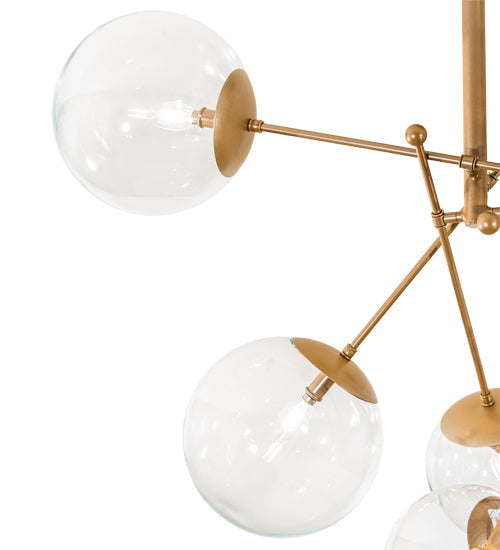Meyda Lighting Bola 40" 10-Light Champagne Metallic Matrix Chandelier With Clear Globes Shade Glass
