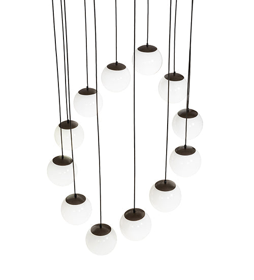 Meyda Lighting Bola 40" 12-Light Bronze Cascading Pendant Light With White Shade Glass