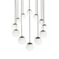 Meyda Lighting Bola 40" 12-Light Bronze Cascading Pendant Light With White Shade Glass