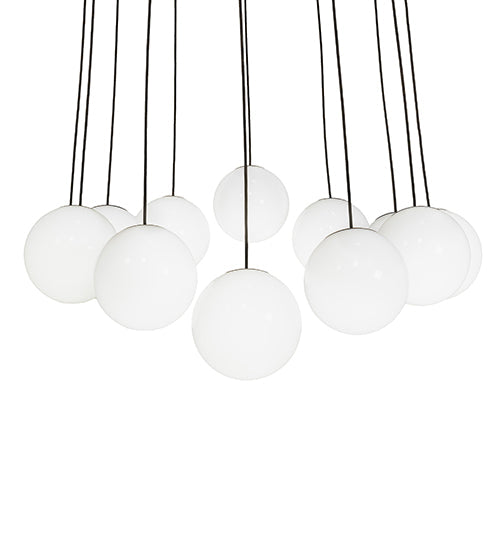 Meyda Lighting Bola 40" 12-Light Bronze Cascading Pendant Light With White Shade Glass