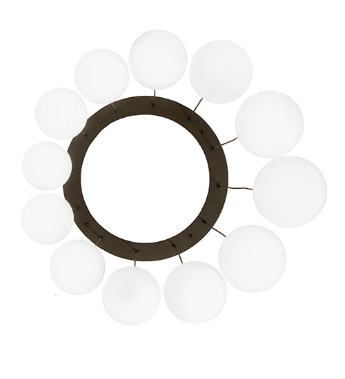 Meyda Lighting Bola 40" 12-Light Bronze Cascading Pendant Light With White Shade Glass