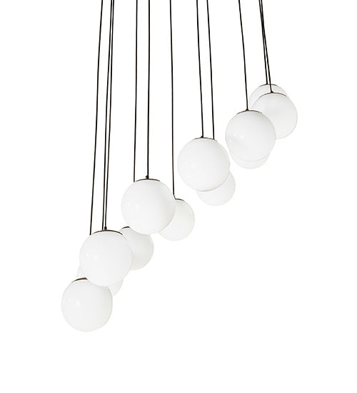 Meyda Lighting Bola 40" 12-Light Bronze Cascading Pendant Light With White Shade Glass
