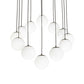 Meyda Lighting Bola 40" 12-Light Bronze Cascading Pendant Light With White Shade Glass