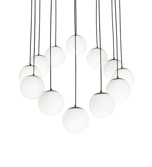 Meyda Lighting Bola 40" 12-Light Bronze Cascading Pendant Light With White Shade Glass