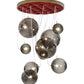 Meyda Lighting Bola 40" 9-Light Brown Metallic Plush Cascading Pendant Light With Smoke Idalight Shade Glass