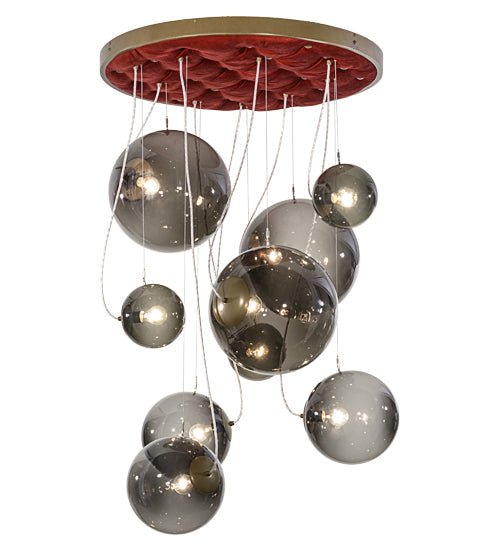 Meyda Lighting Bola 40" 9-Light Brown Metallic Plush Cascading Pendant Light With Smoke Idalight Shade Glass