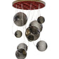 Meyda Lighting Bola 40" 9-Light Brown Metallic Plush Cascading Pendant Light With Smoke Idalight Shade Glass