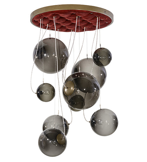 Meyda Lighting Bola 40" 9-Light Brown Metallic Plush Cascading Pendant Light With Smoke Idalight Shade Glass
