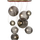 Meyda Lighting Bola 40" 9-Light Brown Metallic Plush Cascading Pendant Light With Smoke Idalight Shade Glass