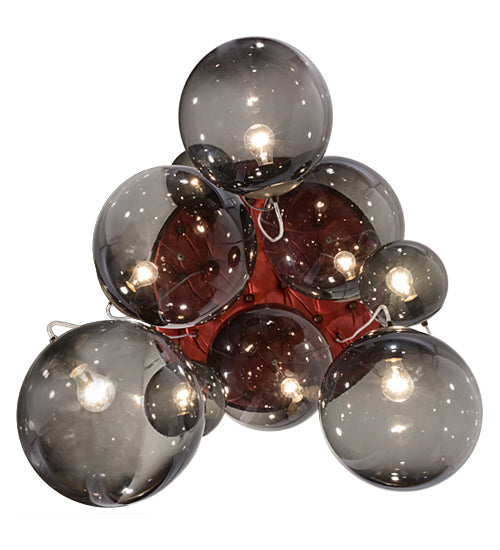 Meyda Lighting Bola 40" 9-Light Brown Metallic Plush Cascading Pendant Light With Smoke Idalight Shade Glass