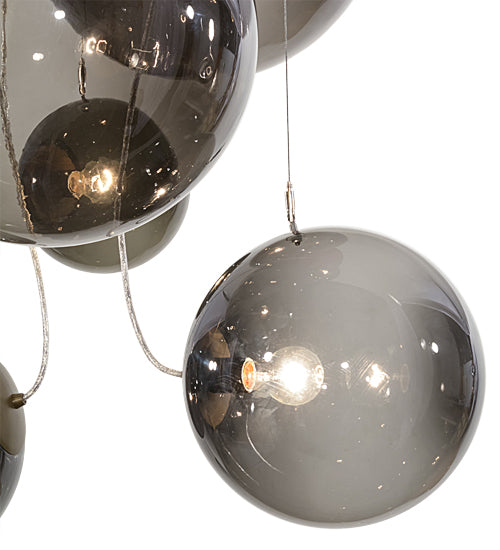 Meyda Lighting Bola 40" 9-Light Brown Metallic Plush Cascading Pendant Light With Smoke Idalight Shade Glass