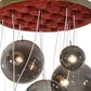 Meyda Lighting Bola 40" 9-Light Brown Metallic Plush Cascading Pendant Light With Smoke Idalight Shade Glass
