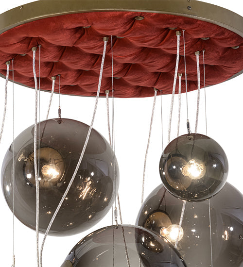 Meyda Lighting Bola 40" 9-Light Brown Metallic Plush Cascading Pendant Light With Smoke Idalight Shade Glass