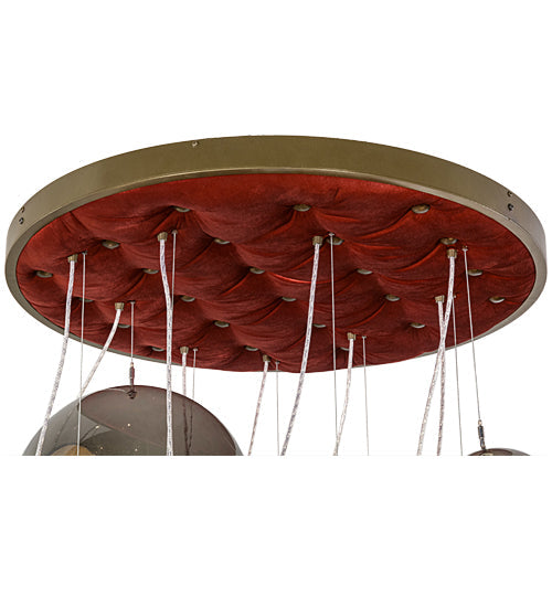 Meyda Lighting Bola 40" 9-Light Brown Metallic Plush Cascading Pendant Light With Smoke Idalight Shade Glass
