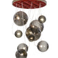 Meyda Lighting Bola 40" 9-Light Brown Metallic Plush Cascading Pendant Light With Smoke Idalight Shade Glass