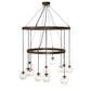 Meyda Lighting Bola 42" 12-Light 2-Tier Tyler Bronze Chandelier With Clear Seeded Shade Glass