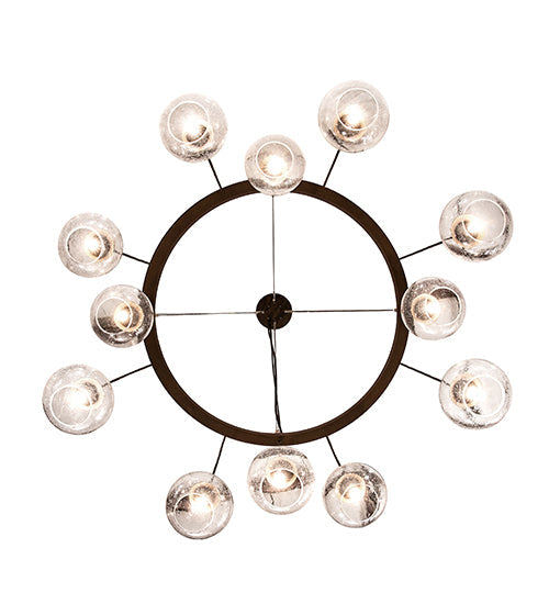 Meyda Lighting Bola 42" 12-Light 2-Tier Tyler Bronze Chandelier With Clear Seeded Shade Glass