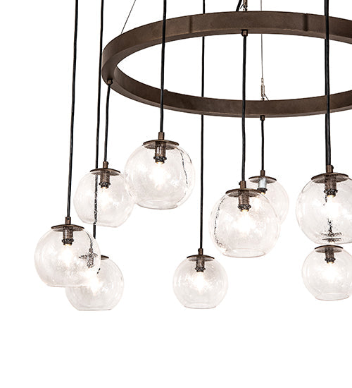 Meyda Lighting Bola 42" 12-Light 2-Tier Tyler Bronze Chandelier With Clear Seeded Shade Glass