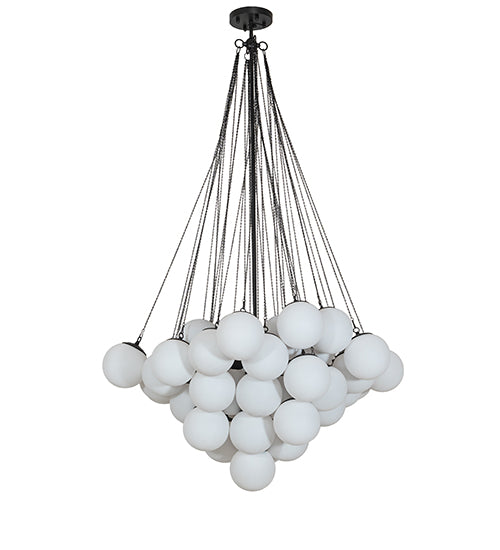 Meyda Lighting Bola 44" 8-Light Solar Black Cascading Pendant Light With White Statuario Idalight Shade