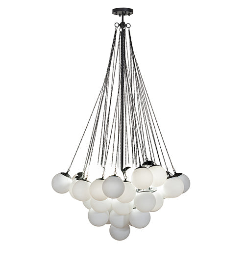 Meyda Lighting Bola 44" 8-Light Solar Black Cascading Pendant Light With White Statuario Idalight Shade
