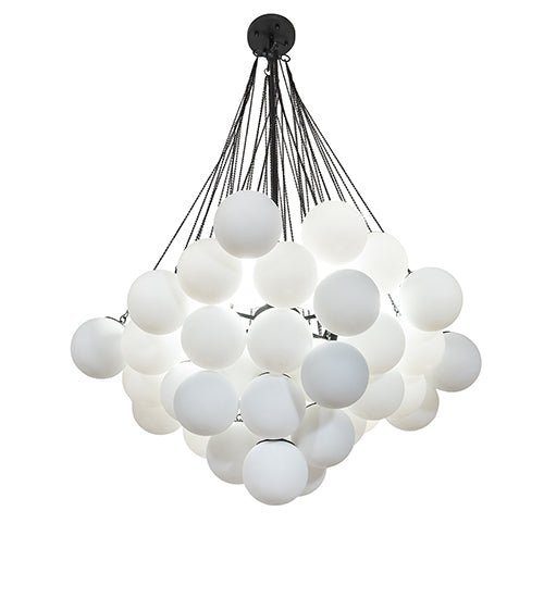 Meyda Lighting Bola 44" 8-Light Solar Black Cascading Pendant Light With White Statuario Idalight Shade