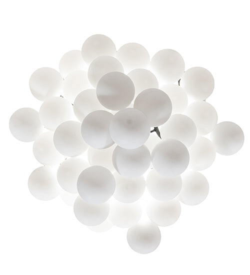 Meyda Lighting Bola 44" 8-Light Solar Black Cascading Pendant Light With White Statuario Idalight Shade