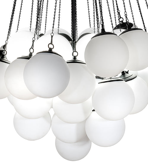 Meyda Lighting Bola 44" 8-Light Solar Black Cascading Pendant Light With White Statuario Idalight Shade