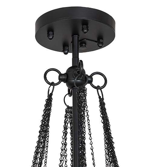 Meyda Lighting Bola 44" 8-Light Solar Black Cascading Pendant Light With White Statuario Idalight Shade