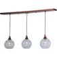 Meyda Lighting Bola 48" 3-Light New Copper Vein Island Pendant Light With Clear Shade Glass