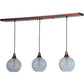 Meyda Lighting Bola 48" 3-Light New Copper Vein Island Pendant Light With Clear Shade Glass