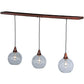 Meyda Lighting Bola 48" 3-Light New Copper Vein Island Pendant Light With Clear Shade Glass