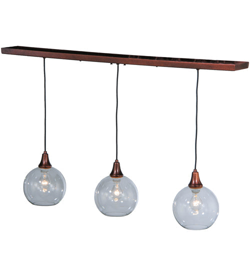 Meyda Lighting Bola 48" 3-Light New Copper Vein Island Pendant Light With Clear Shade Glass