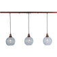 Meyda Lighting Bola 48" 3-Light New Copper Vein Island Pendant Light With Clear Shade Glass