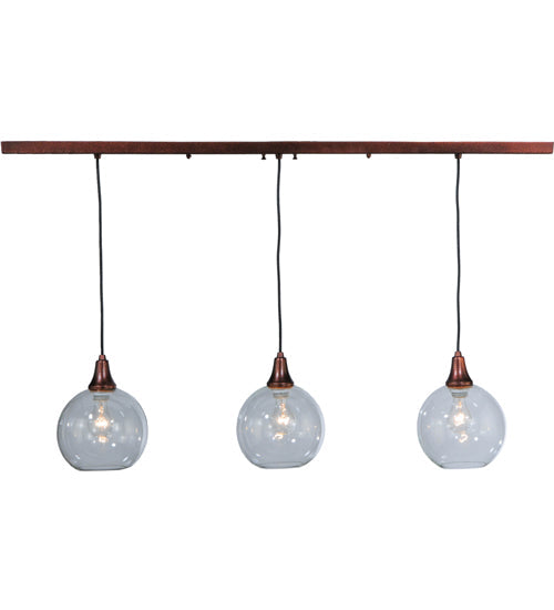 Meyda Lighting Bola 48" 3-Light New Copper Vein Island Pendant Light With Clear Shade Glass