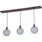 Meyda Lighting Bola 48" 3-Light New Copper Vein Island Pendant Light With Clear Shade Glass