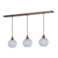 Meyda Lighting Bola 48" 3-Light New Copper Vein Island Pendant Light With Clear Shade Glass