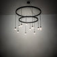 Meyda Lighting Bola 54" 12-Light 2-Tier Solar Black Chandelier With Clear Seeded Shade Glass