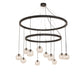 Meyda Lighting Bola 54" 12-Light 2-Tier Solar Black Chandelier With Clear Seeded Shade Glass