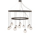 Meyda Lighting Bola 54" 12-Light 2-Tier Solar Black Chandelier With Clear Seeded Shade Glass