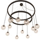 Meyda Lighting Bola 54" 12-Light 2-Tier Solar Black Chandelier With Clear Seeded Shade Glass